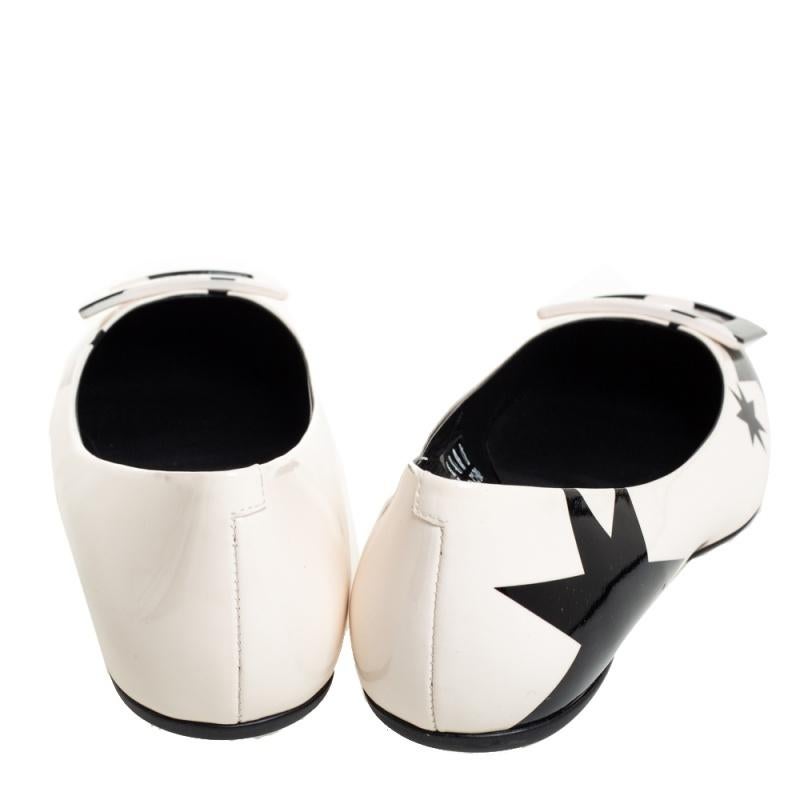 Roger Vivier White/Black Patent Leather Gommette Ballet Size 40 3