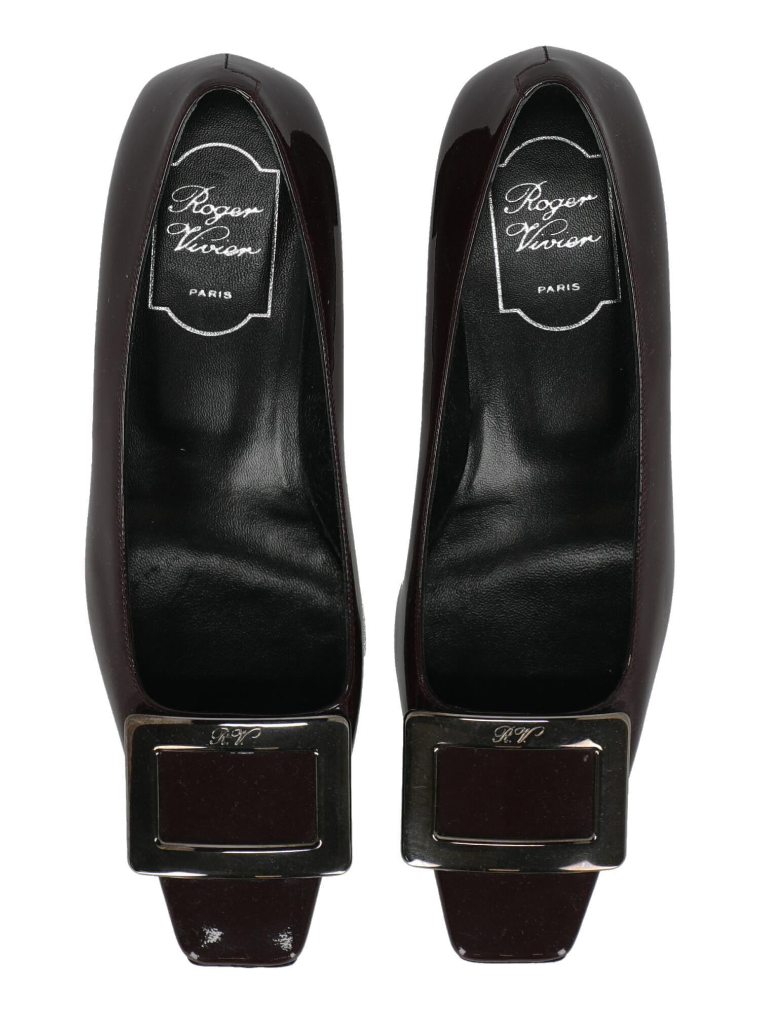 Women's Roger Vivier Women Pumps Burgundy Leather EU 37.5 For Sale