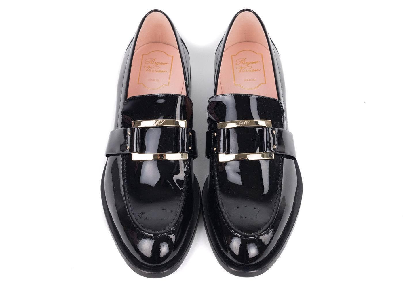 Roger Vivier Women's 30mm Black Patent Leather Loafers  In New Condition In Brooklyn, NY