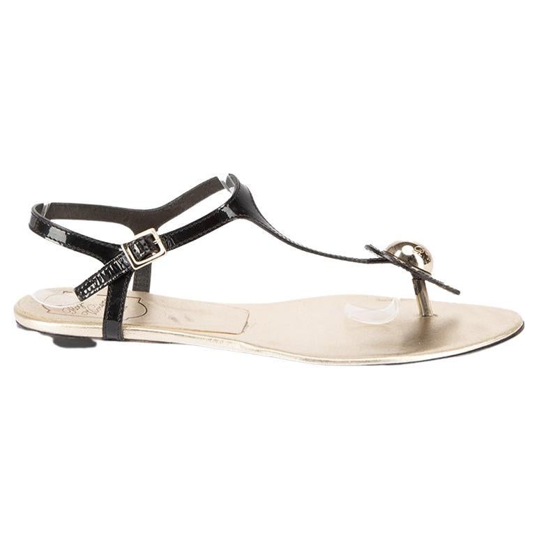 Louis Vuitton Cream/Brown Leather Slingback Flat Sandals Size 36 For Sale  at 1stDibs