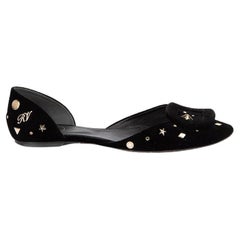 Roger Vivier Women's Black Velvet Embellished Stud Accent Flats