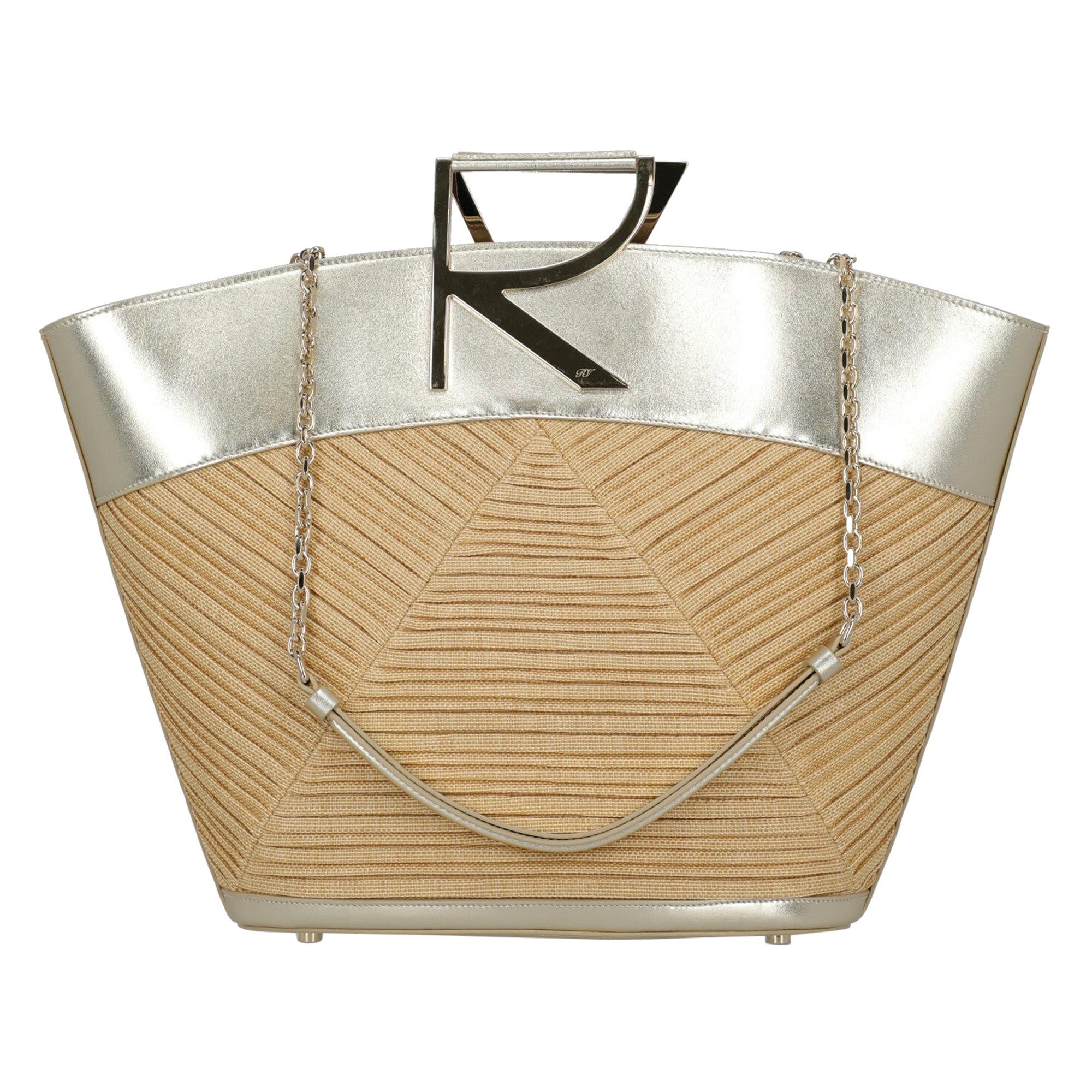 Roger Vivier Women's Handbags Beige/Gold Leather For Sale