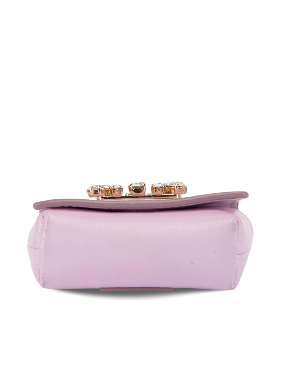 Roger Vivier Women's Pink Broche Vivier Buckle Mini Pouch Keyring For Sale 1