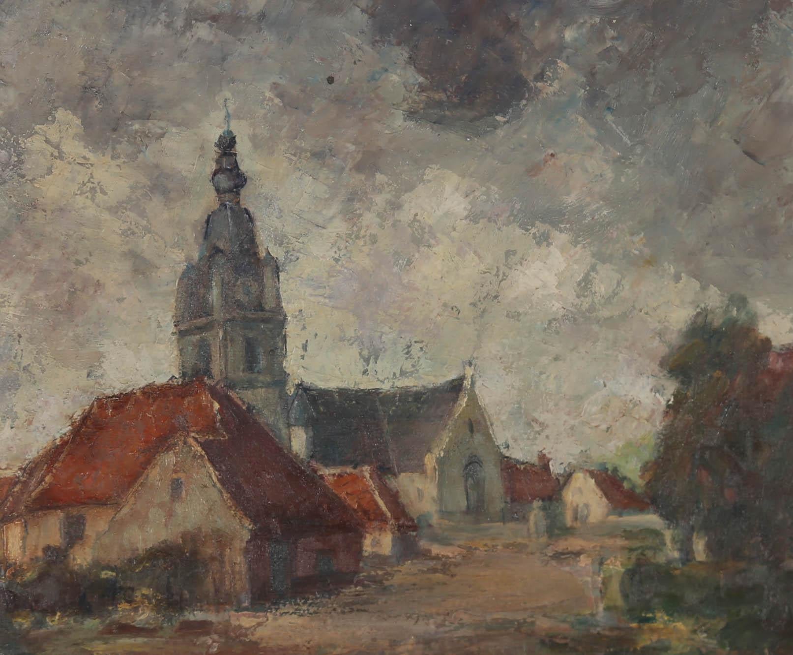 Roger Vlaminck (1910-1971) - Huile du milieu du 20e siècle, Vue de village 1
