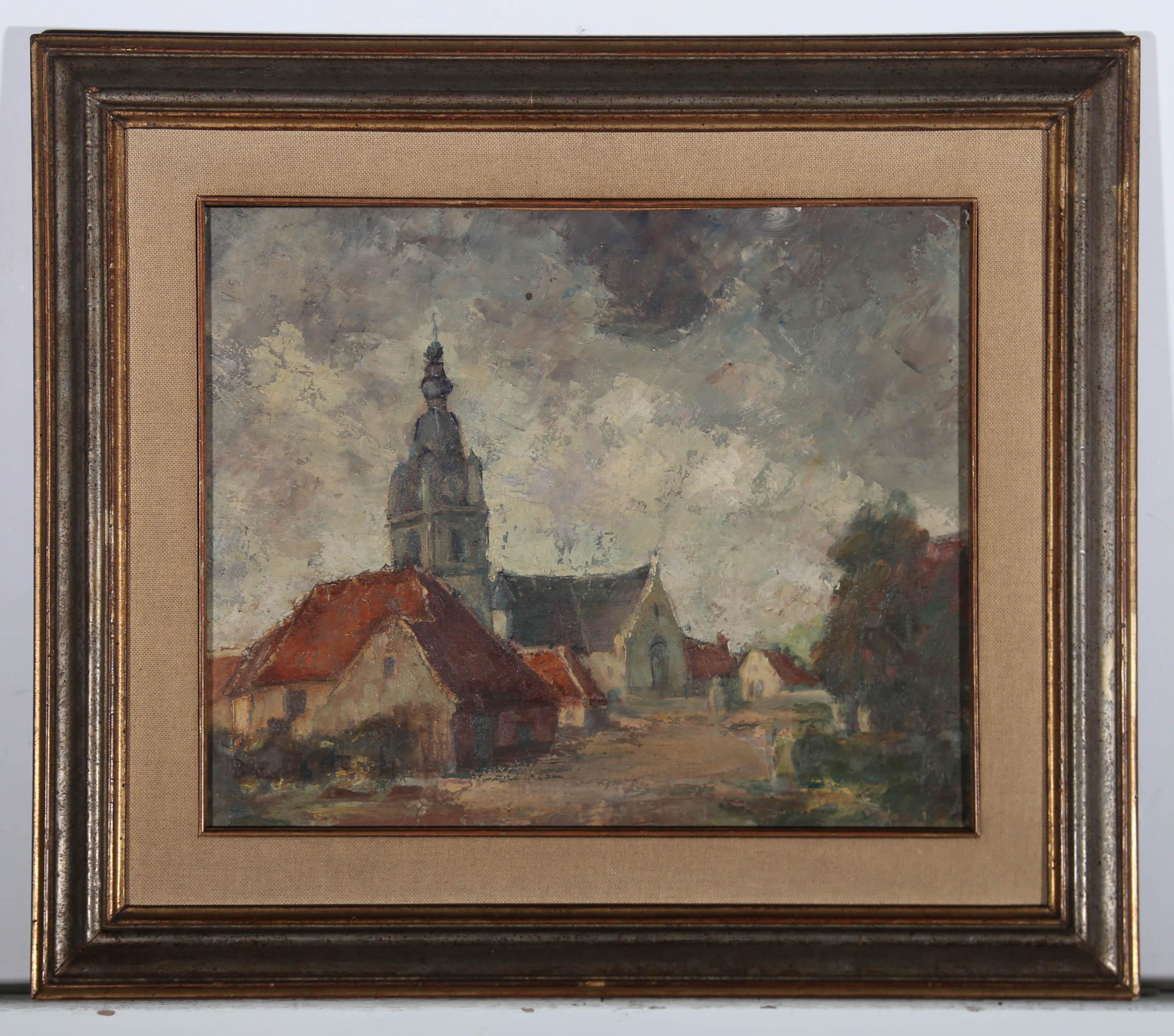 Roger Vlaminck (1910-1971) - Huile du milieu du 20e siècle, Vue de village 2