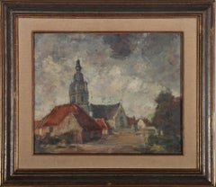 Roger Vlaminck (1910-1971) - Óleo de mediados del siglo XX, Vista de pueblo
