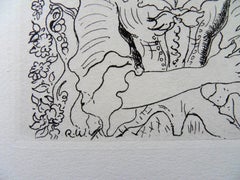 Young Girl and Musician Cupids - Original etching, 1943