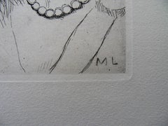 Young Girl with Pearl Necklace - Original etching, 1943