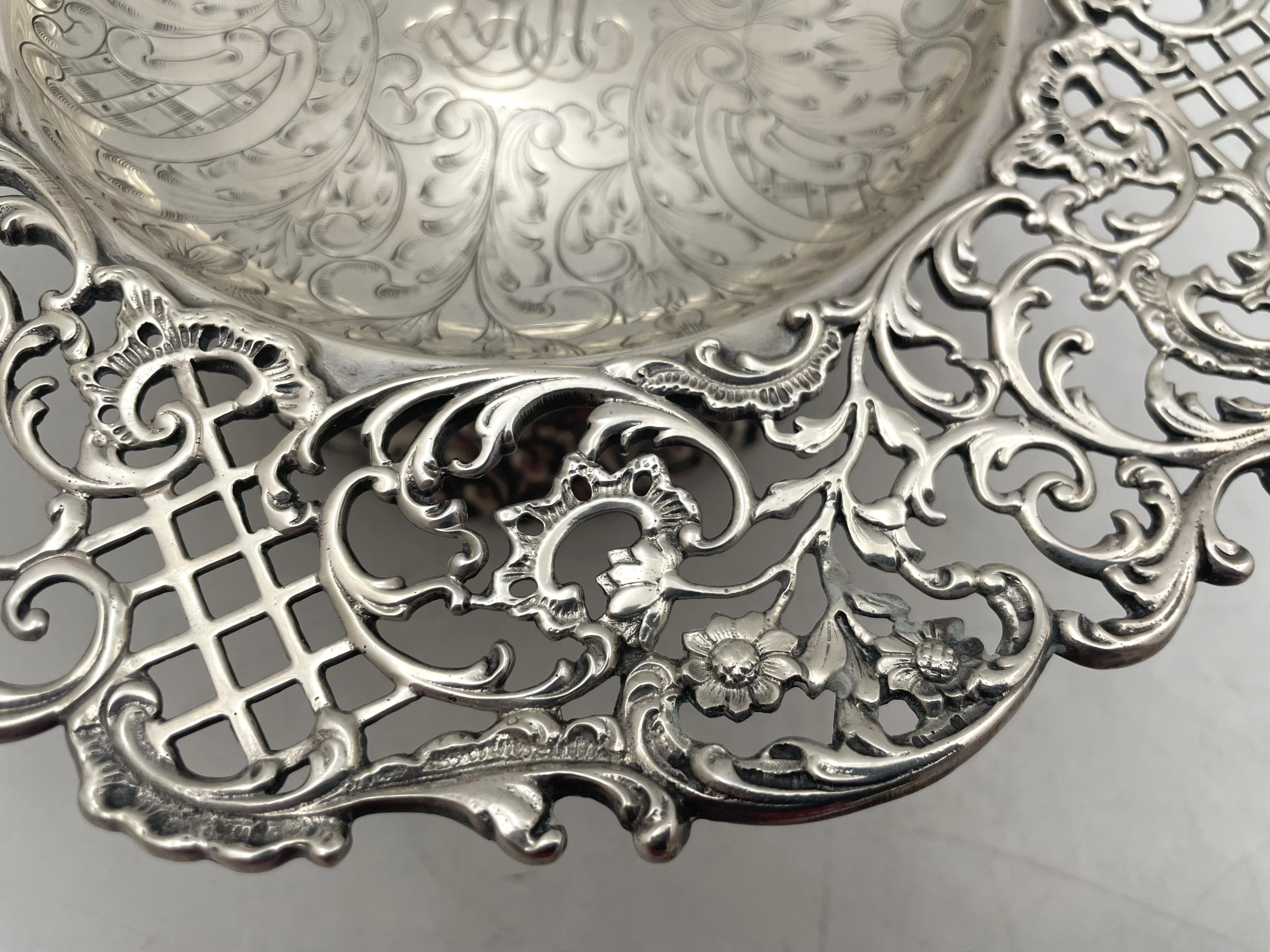 Roger Williams Pair of Sterling Silver Compotes Tazze Footed Bowls Art Nouveau In Good Condition For Sale In New York, NY