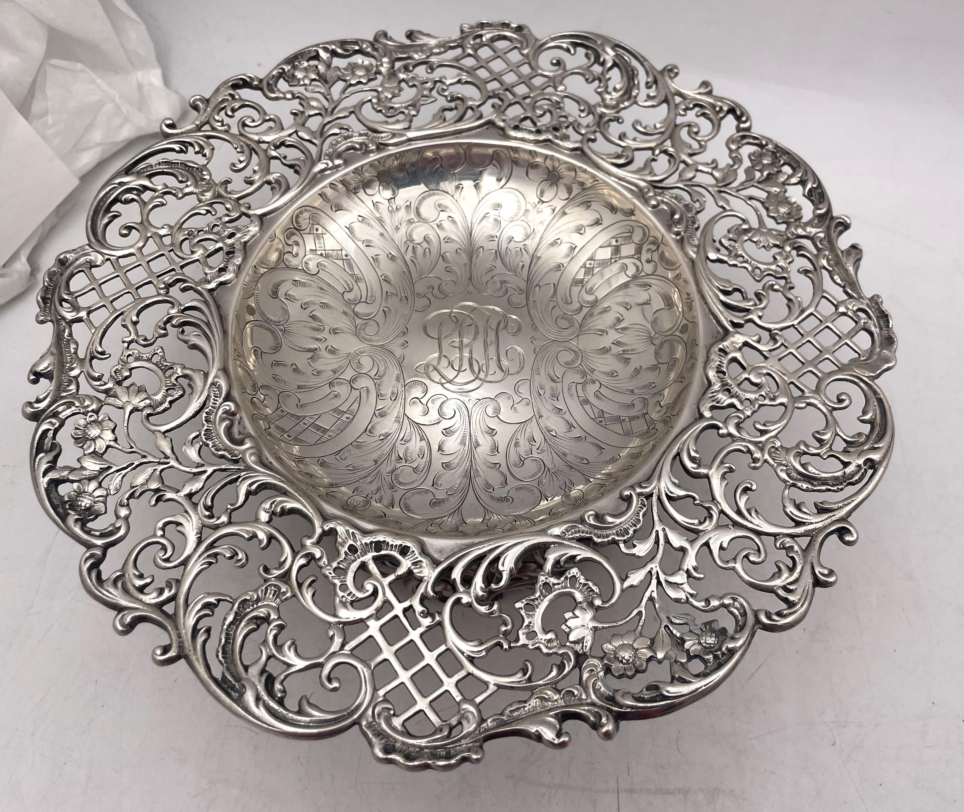 20th Century Roger Williams Pair of Sterling Silver Compotes Tazze Footed Bowls Art Nouveau For Sale