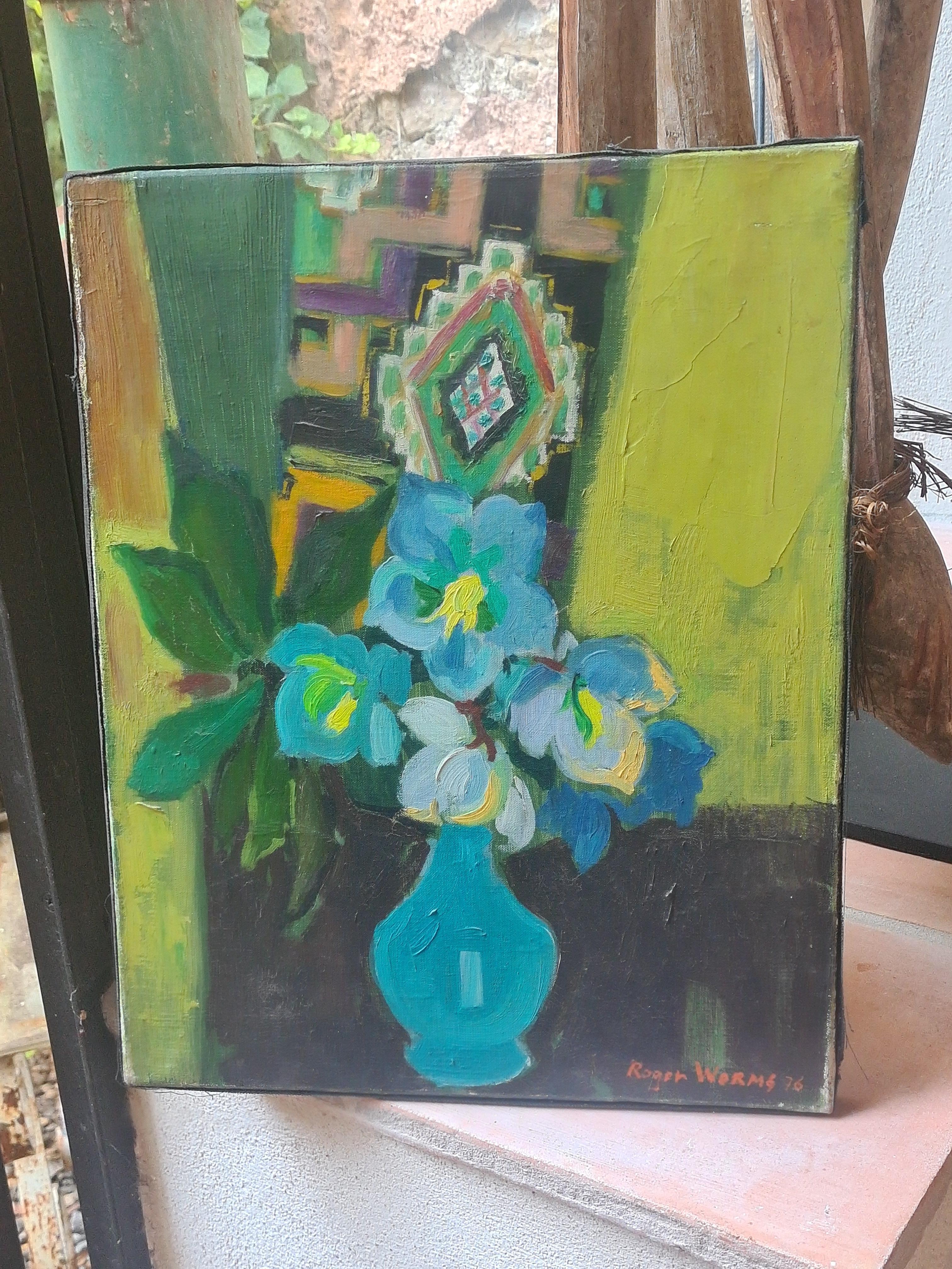 Still Life With Flowers, The Blue Vase, School of Matisse - Fauvist Painting by Roger Worms