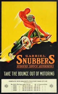 Original Antique Poster Gabriel Snubbers Rebound Shock Absorbers Classic Car Art