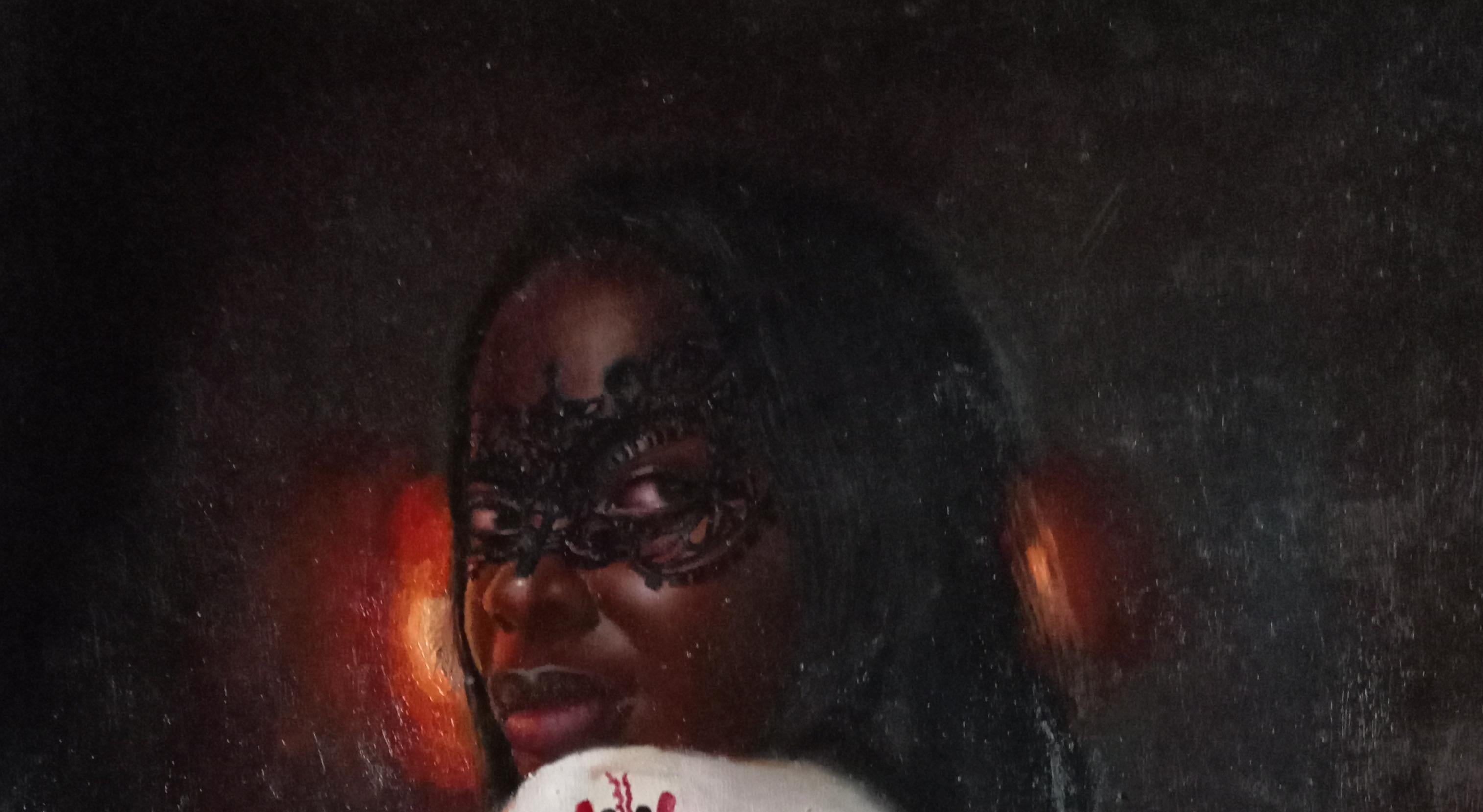 Auf den ersten Blick - 21. Jahrhundert, Romantik, Figurativ, Porträt, Frauen, Afrika – Painting von Rogers Akamike Akachukwubuikem