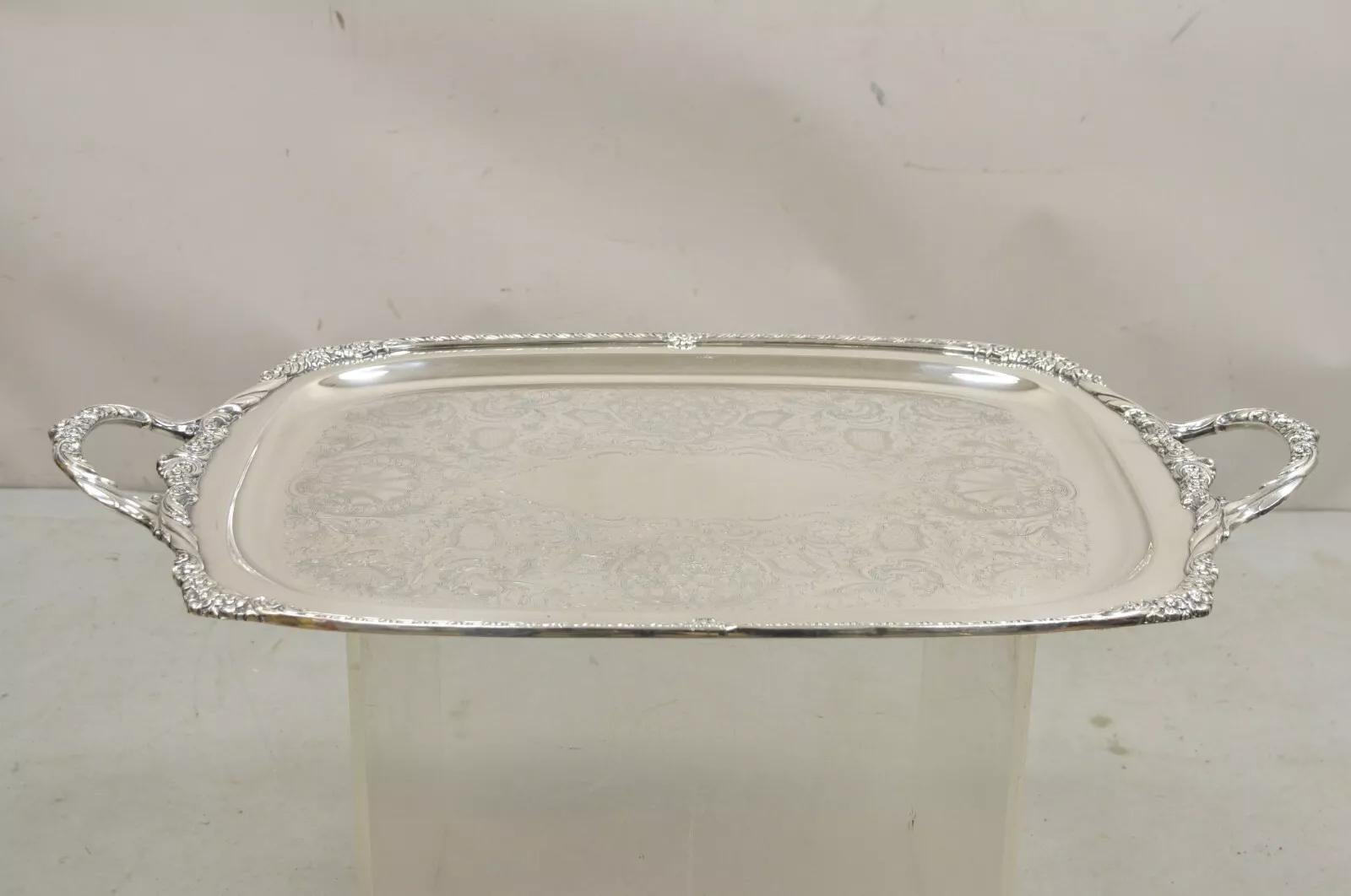 Rogers Bros. 1847 Heritage 9493 Bandeja grande plateada para servir Bandeja Victoriano en venta