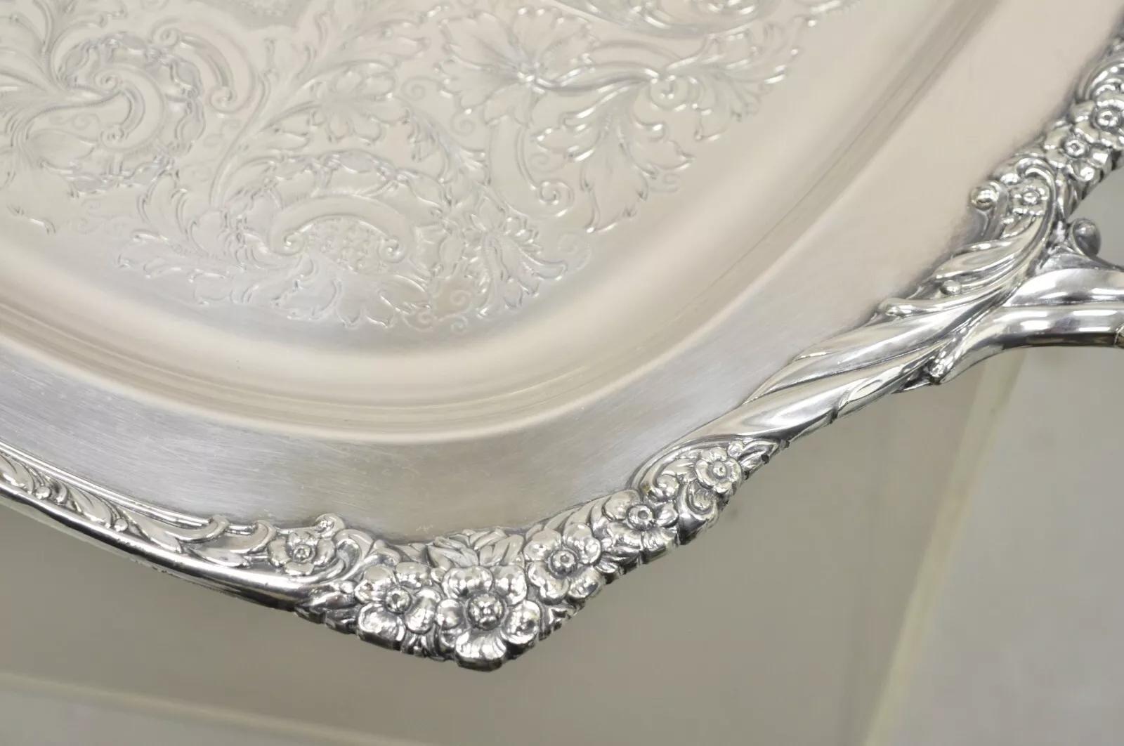 Rogers Bros. 1847 Heritage 9493 Bandeja grande plateada para servir Bandeja siglo XX en venta