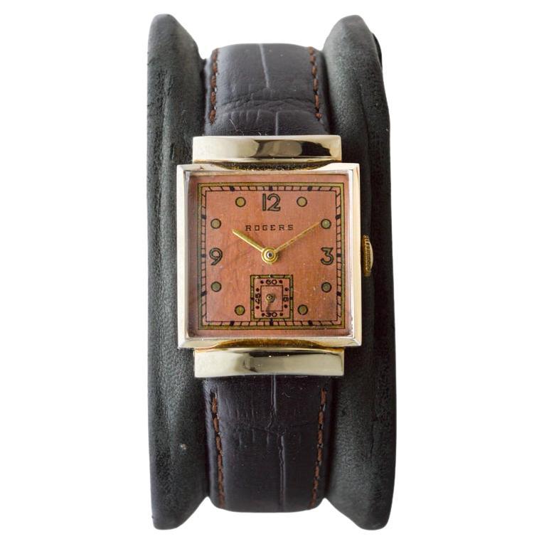 Rogers Gold Filled Art Deco Watch with Original Dial 17 Jewels 1950's