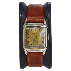 Orologio Rogers Art Deco riempito d'oro con quadrante originale, anni '40 circa