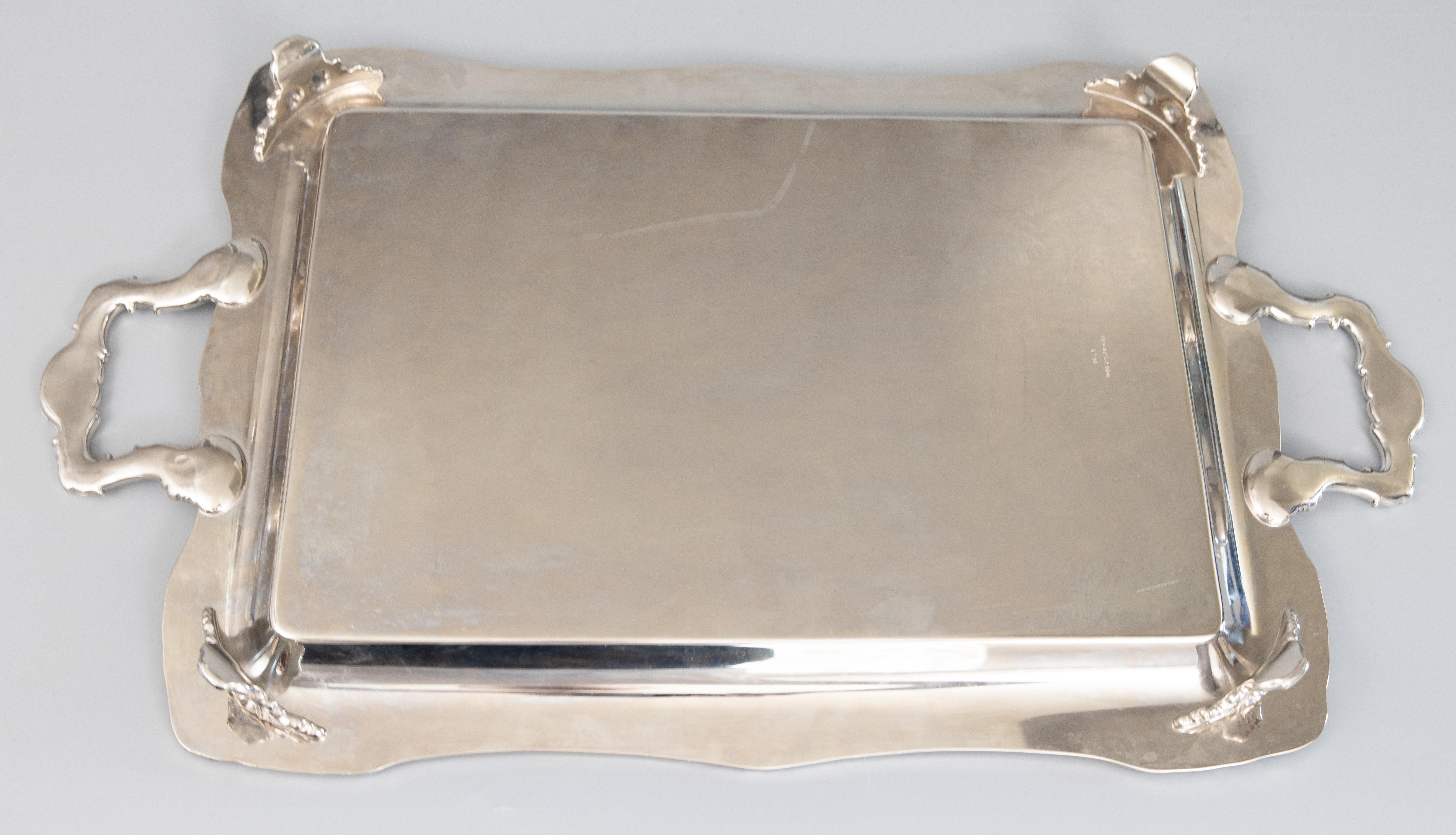 20th Century Rogers Silver Plate Footed Tray with Handles