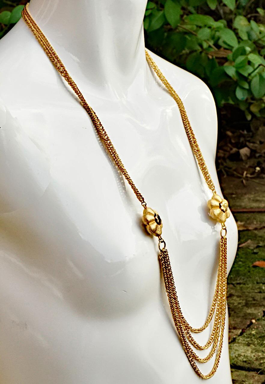 Roget Gold plattiert Multi Strang Kette Blume Halskette im Zustand „Gut“ im Angebot in London, GB