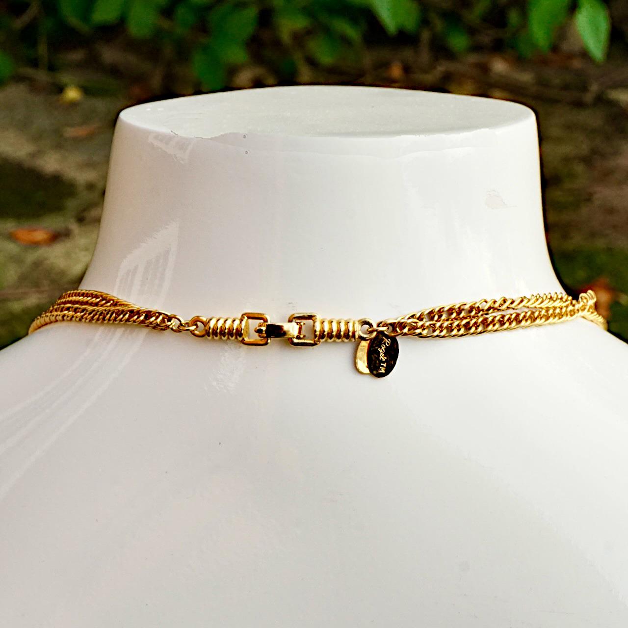 Roget Gold plattiert Multi Strang Kette Blume Halskette für Damen oder Herren im Angebot