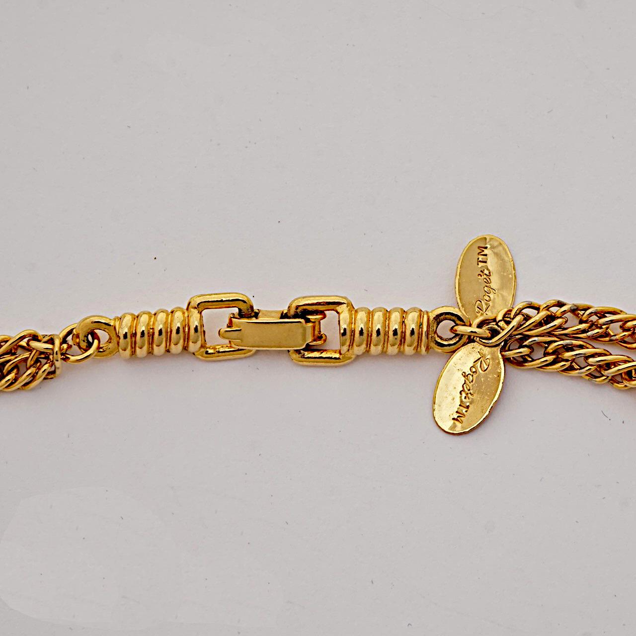 Roget Gold plattiert Multi Strang Kette Blume Halskette im Angebot 1