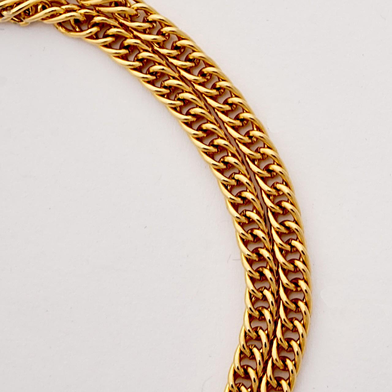 Roget Gold Plated Multi Strand Chain Flower Necklace In Good Condition For Sale In London, GB