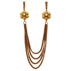 Roget Gold Plated Multi Strand Chain Flower Necklace