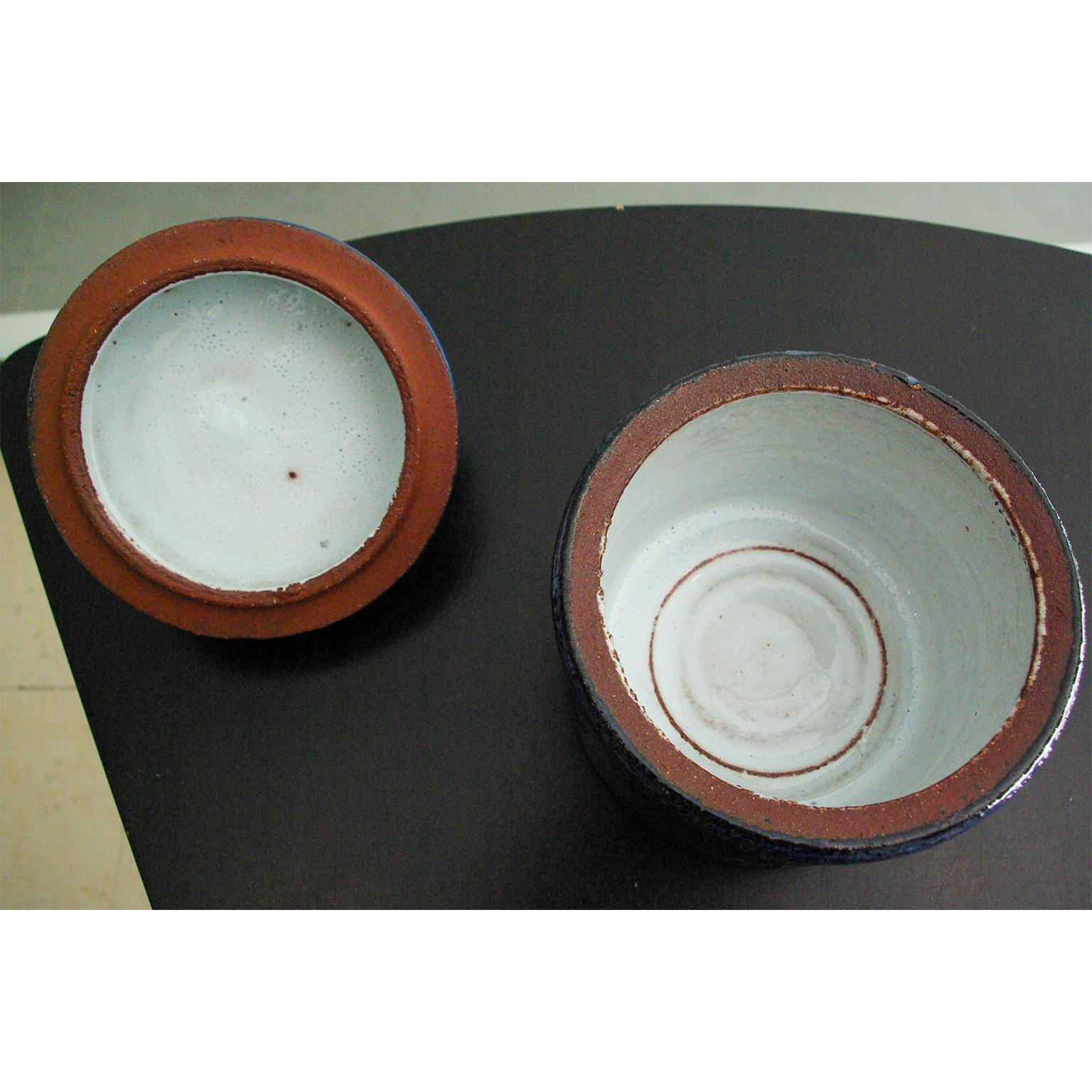 Rogier Vandeweghe Blue Ceramic Lidded Pot by Amphora (Belgisch)