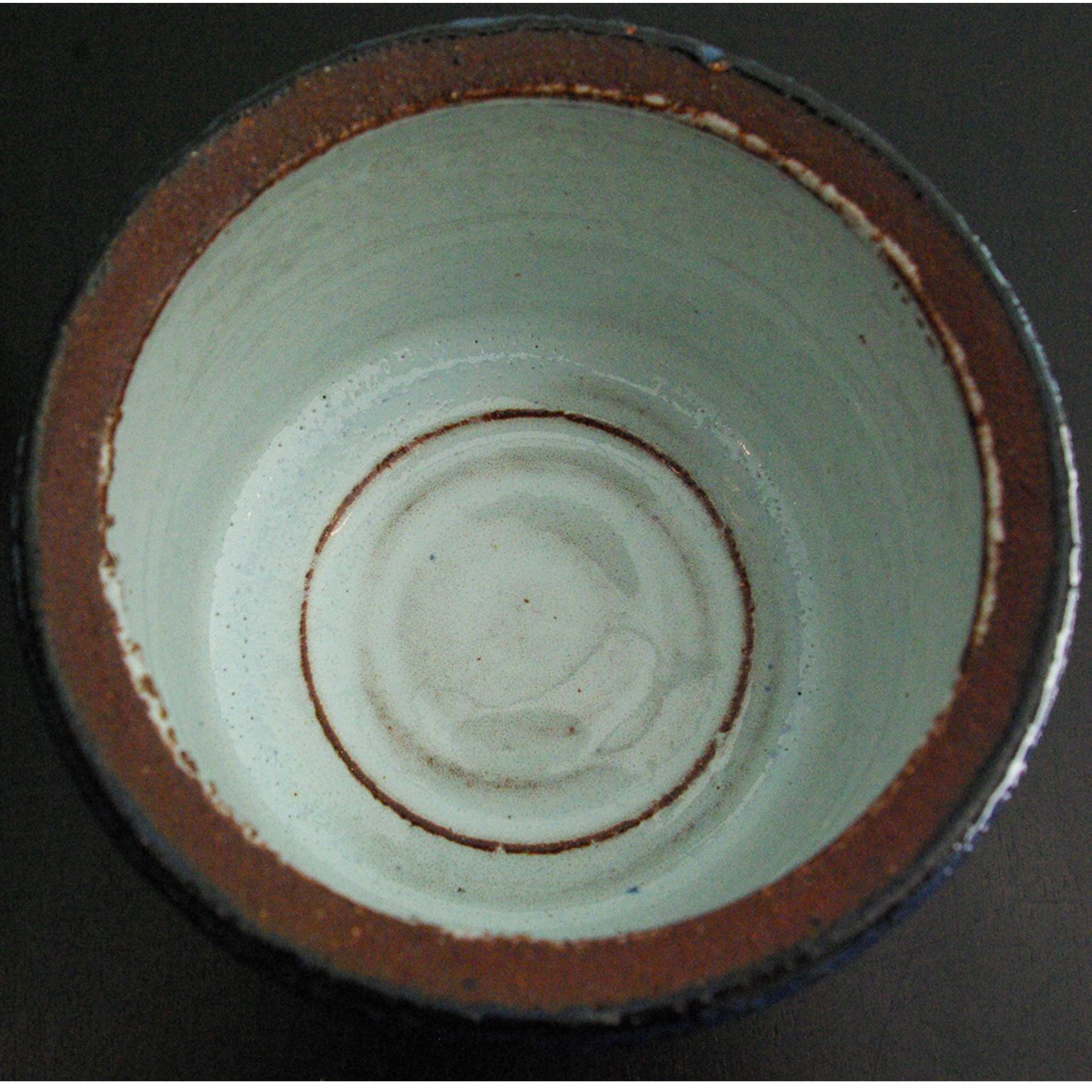 Rogier Vandeweghe Blue Ceramic Lidded Pot by Amphora (Mitte des 20. Jahrhunderts)