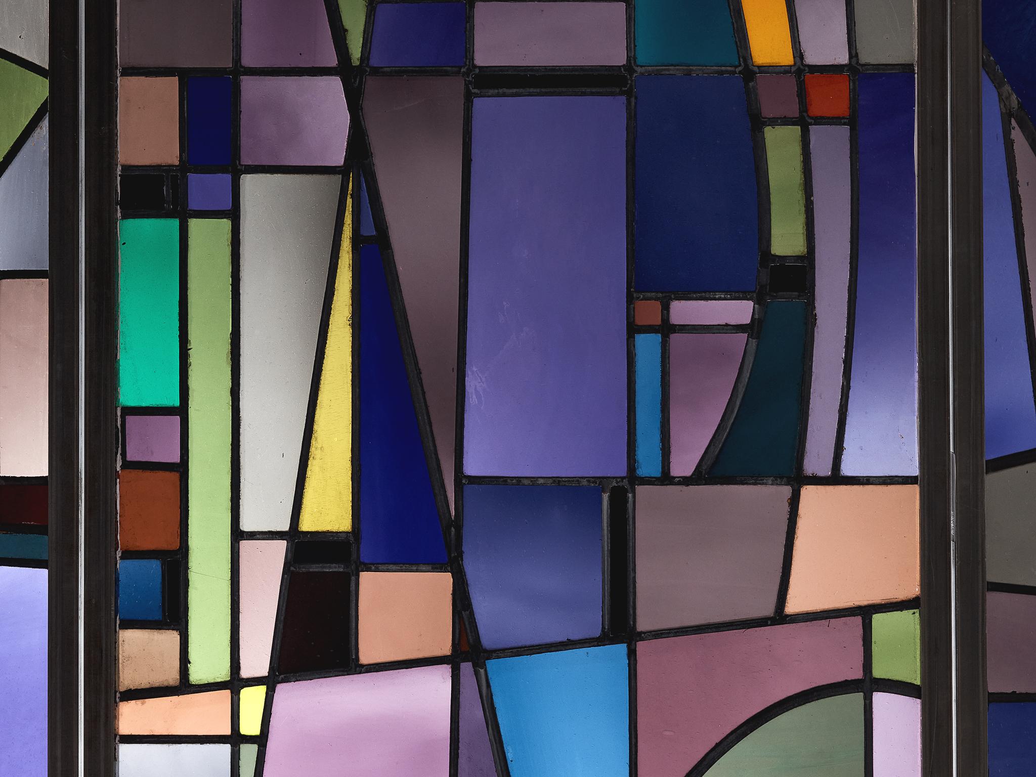 Rogier Vandeweghe Large Stained Glass Panel  For Sale 11
