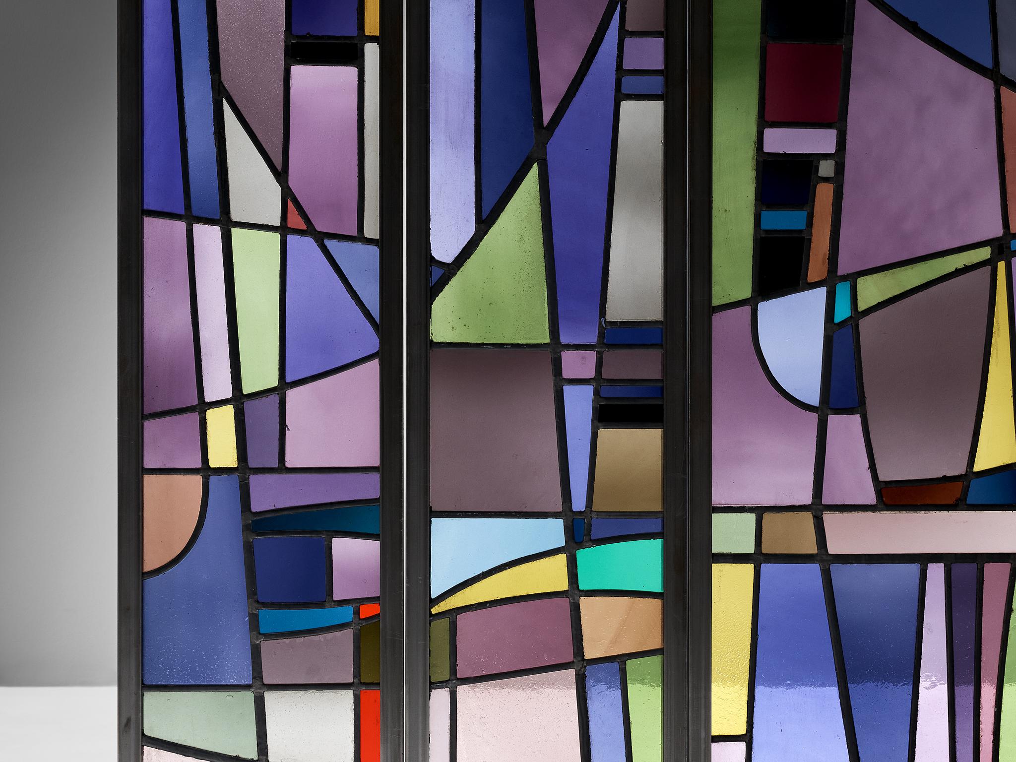 Rogier Vandeweghe Large Stained Glass Panel  For Sale 1