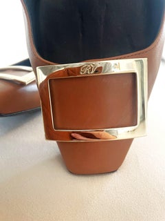 Rogier Vivier Trompette Leather Ballet Flats 42 brown
