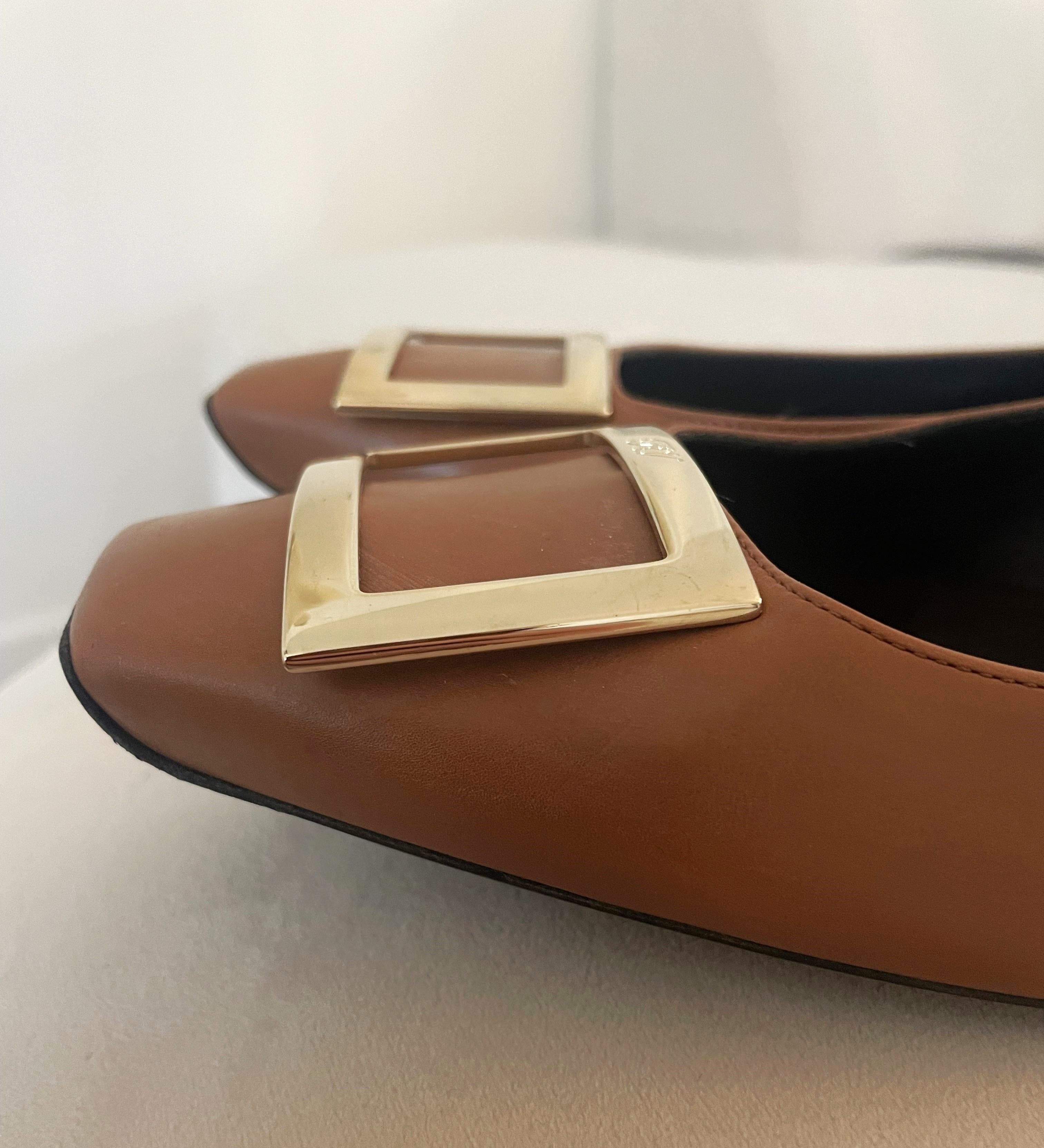Rogier Vivier Trompette Leather Ballet Flats 42 brown In Excellent Condition In 'S-HERTOGENBOSCH, NL