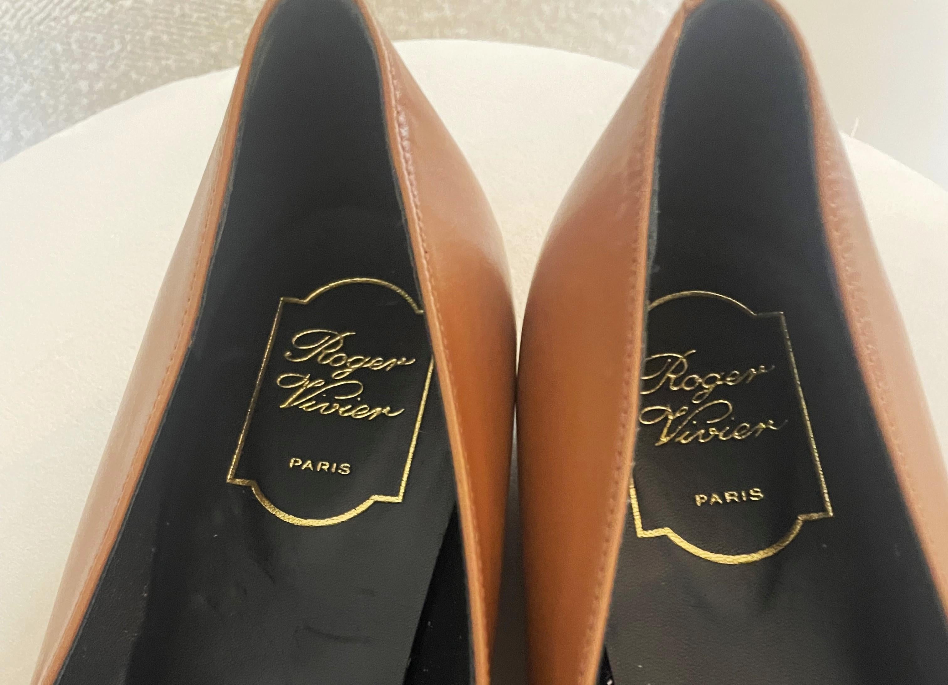 Rogier Vivier Trompette Leather Ballet Flats 42 brown 1