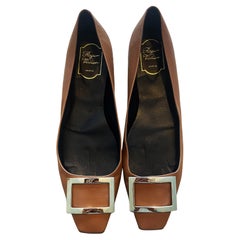 Rogier Vivier Trompette Leather Ballet Flats 42 brown
