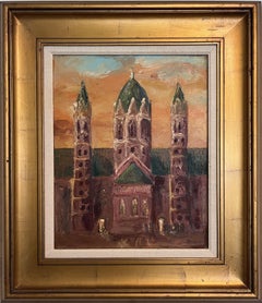 Pittura a olio originale su tela - "Cattedrale di Magonza" di Rogov V.I.I., 2006, con cornice