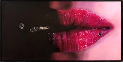 "Sound 6616" Lush Woman's Lips & Elemente Photorealist Ölgemälde auf Leinwand