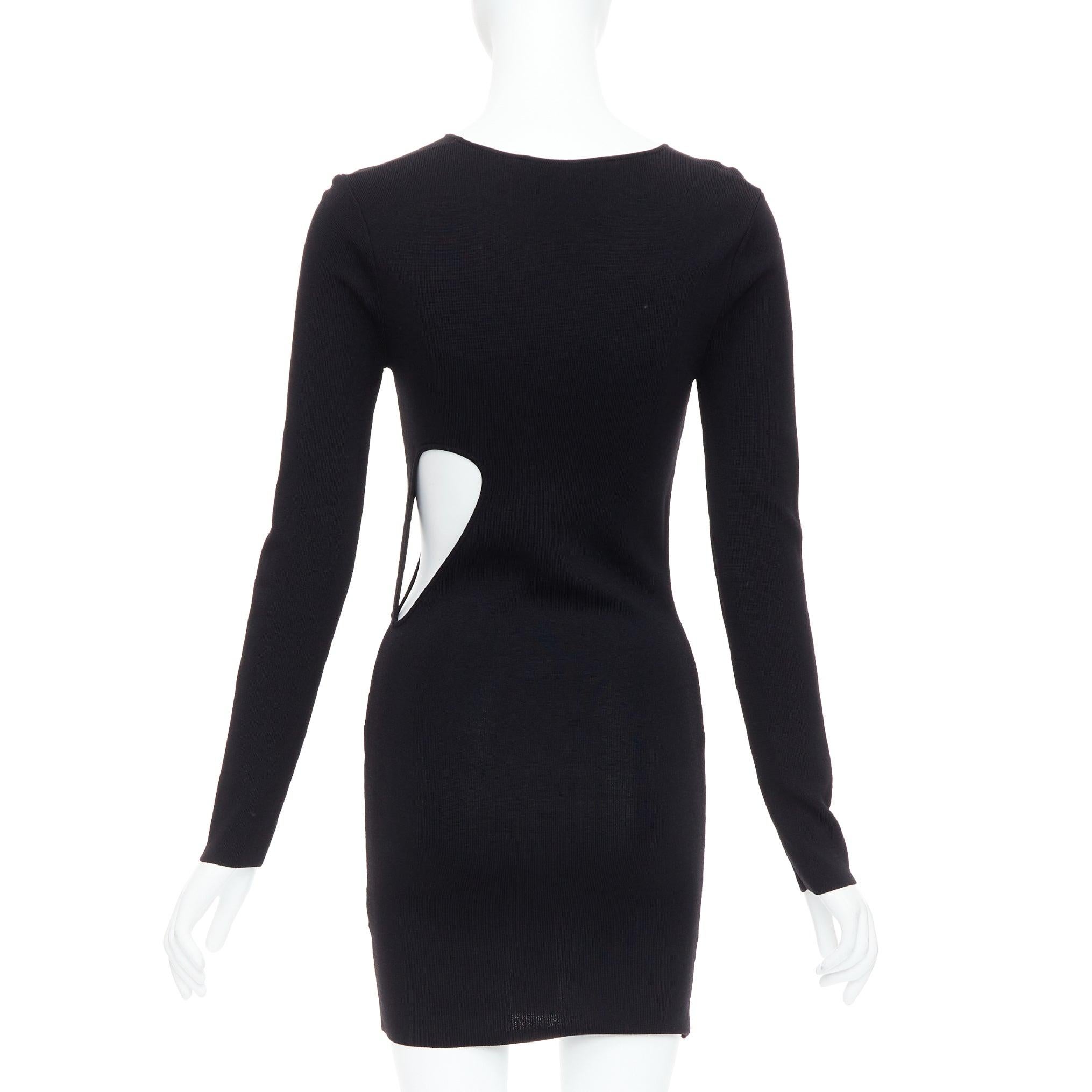 Women's ROHE black viscose blend cut out bodycon mini dress IT34 XXS For Sale