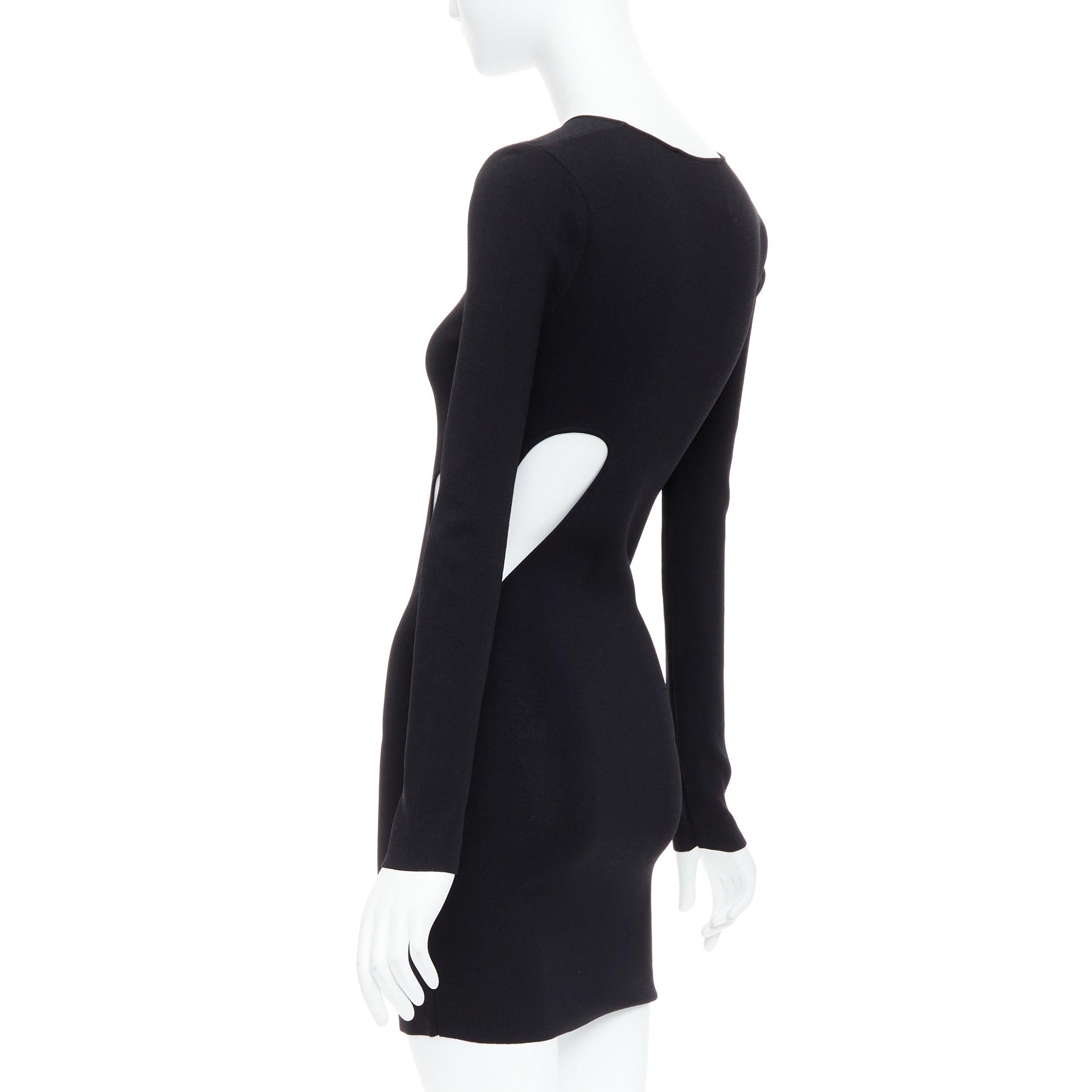 ROHE black viscose blend cut out bodycon mini dress IT34 XXS For Sale 1