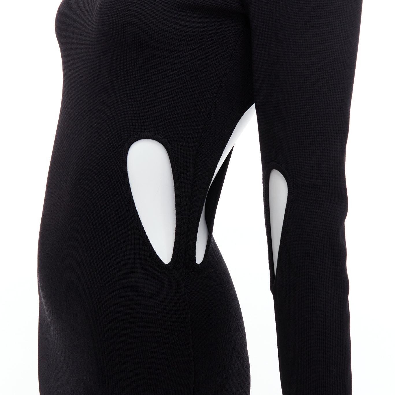 ROHE black viscose blend cut out bodycon mini dress IT34 XXS For Sale 2