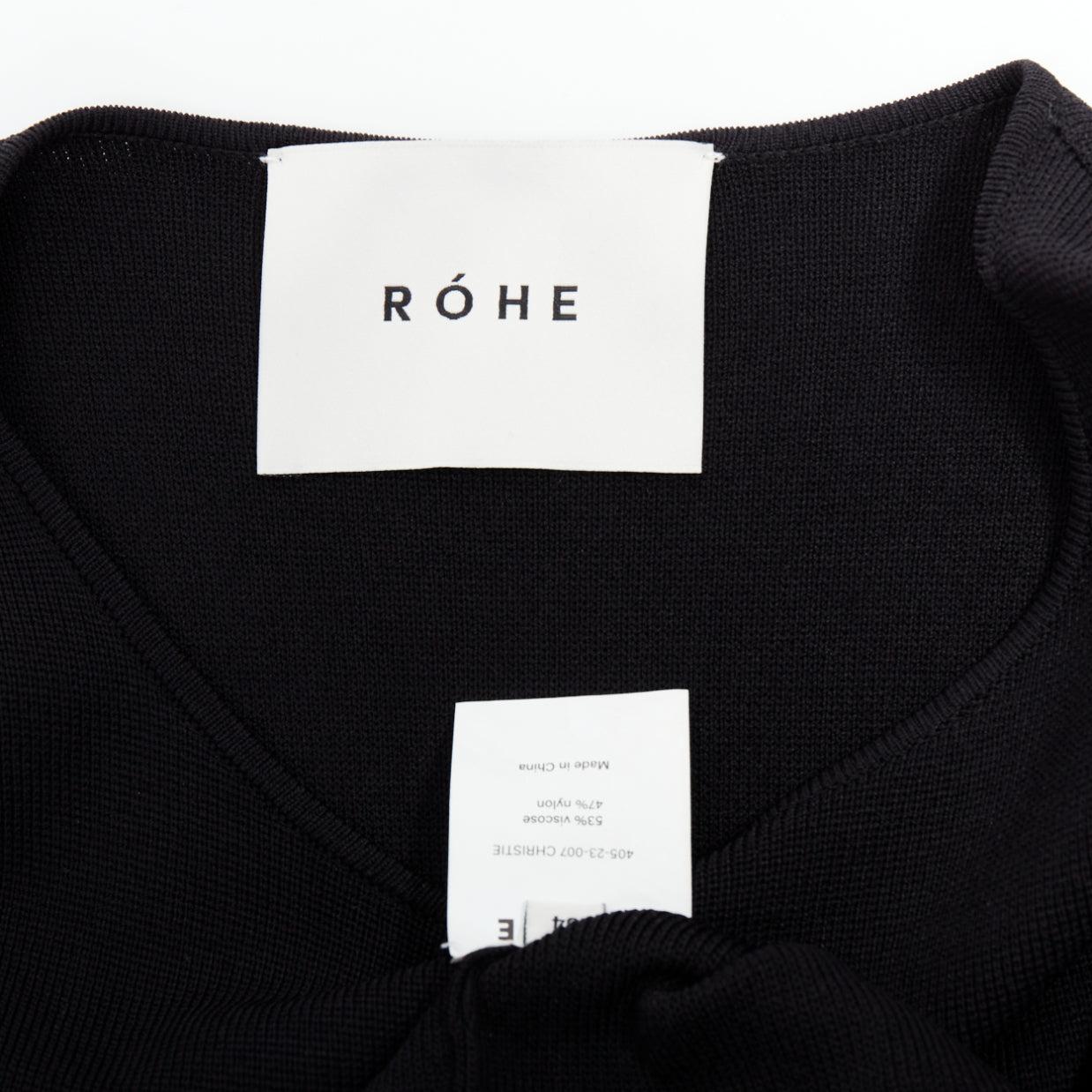 ROHE black viscose blend cut out bodycon mini dress IT34 XXS For Sale 3