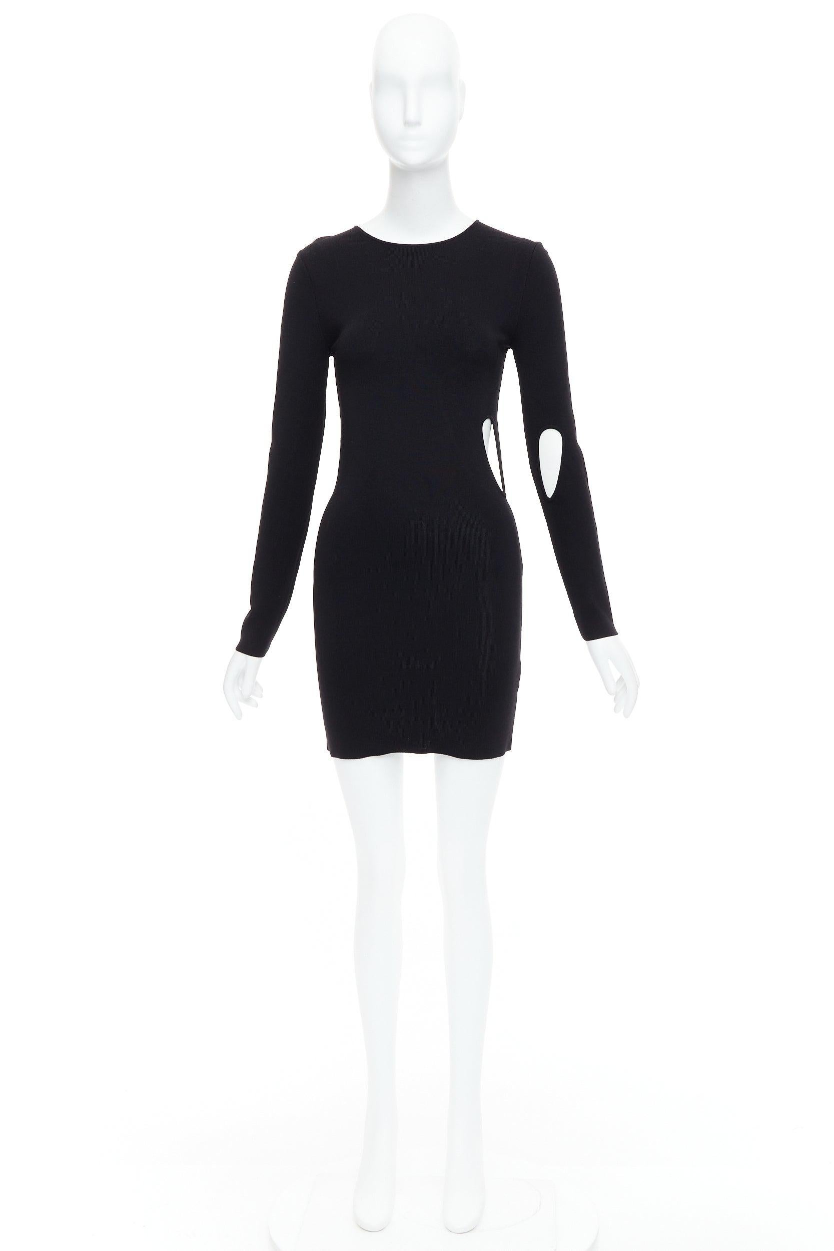 ROHE black viscose blend cut out bodycon mini dress IT34 XXS For Sale 4