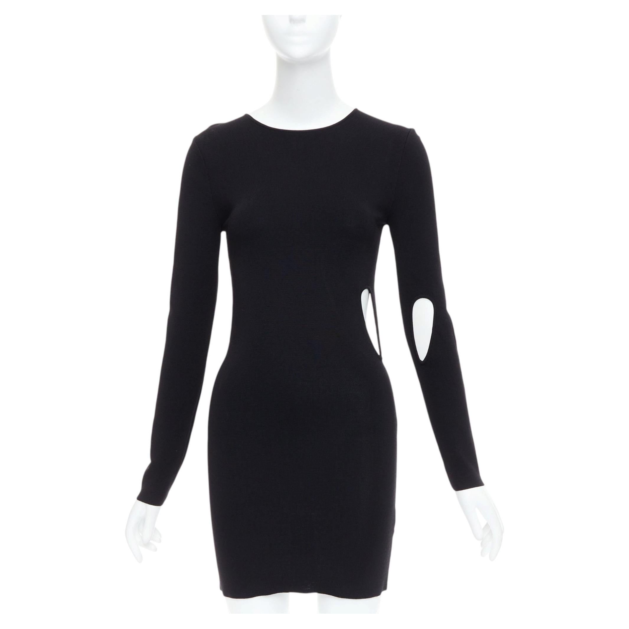 ROHE black viscose blend cut out bodycon mini dress IT34 XXS For Sale