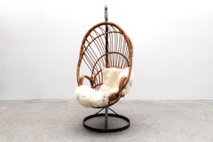 Rohé Noordwolde 'attr' Rattan Hanging Basket Chair