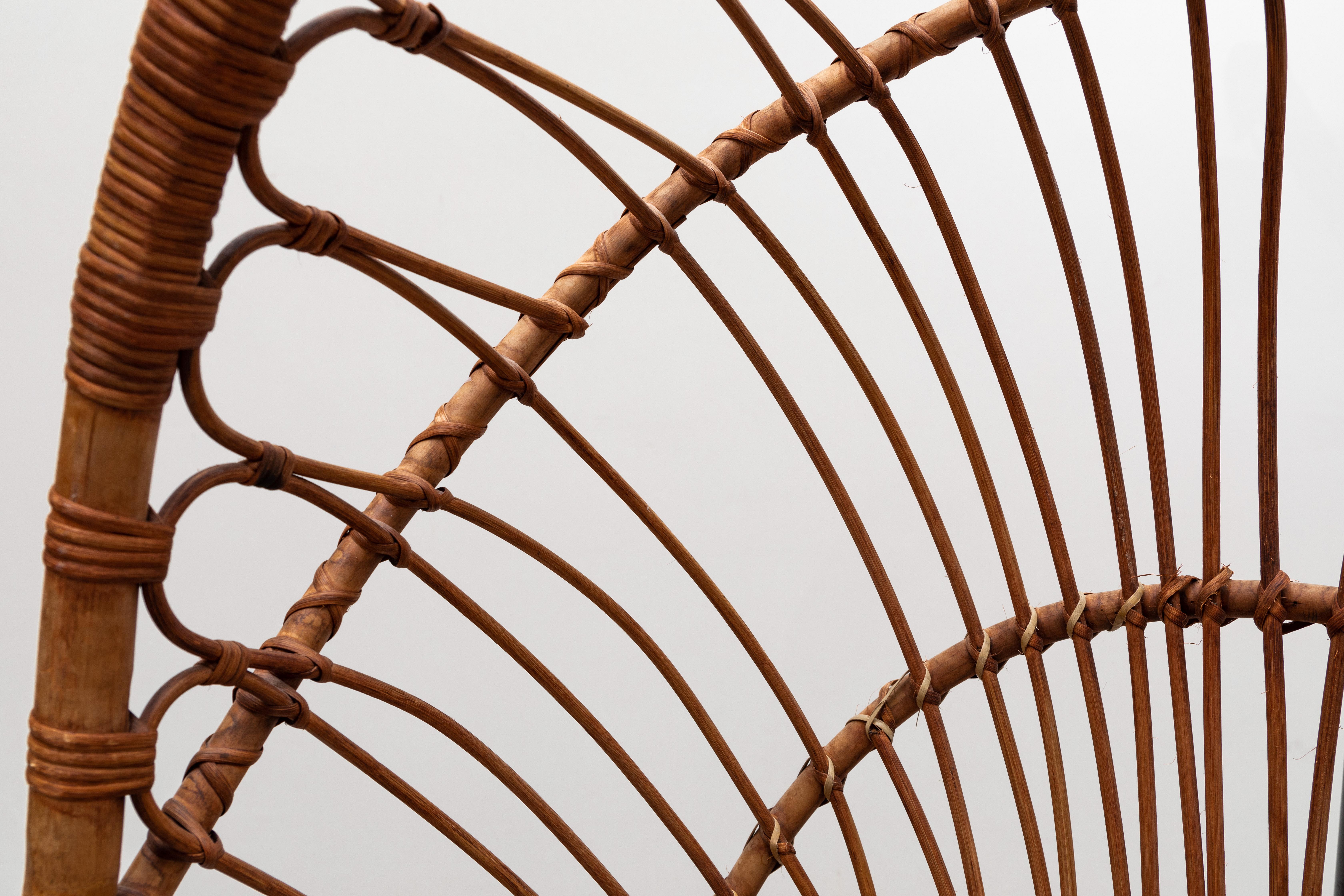 Rohé Noordwolde 'attr' Rattan Hanging Basket Chair In Good Condition In Los Angeles, CA