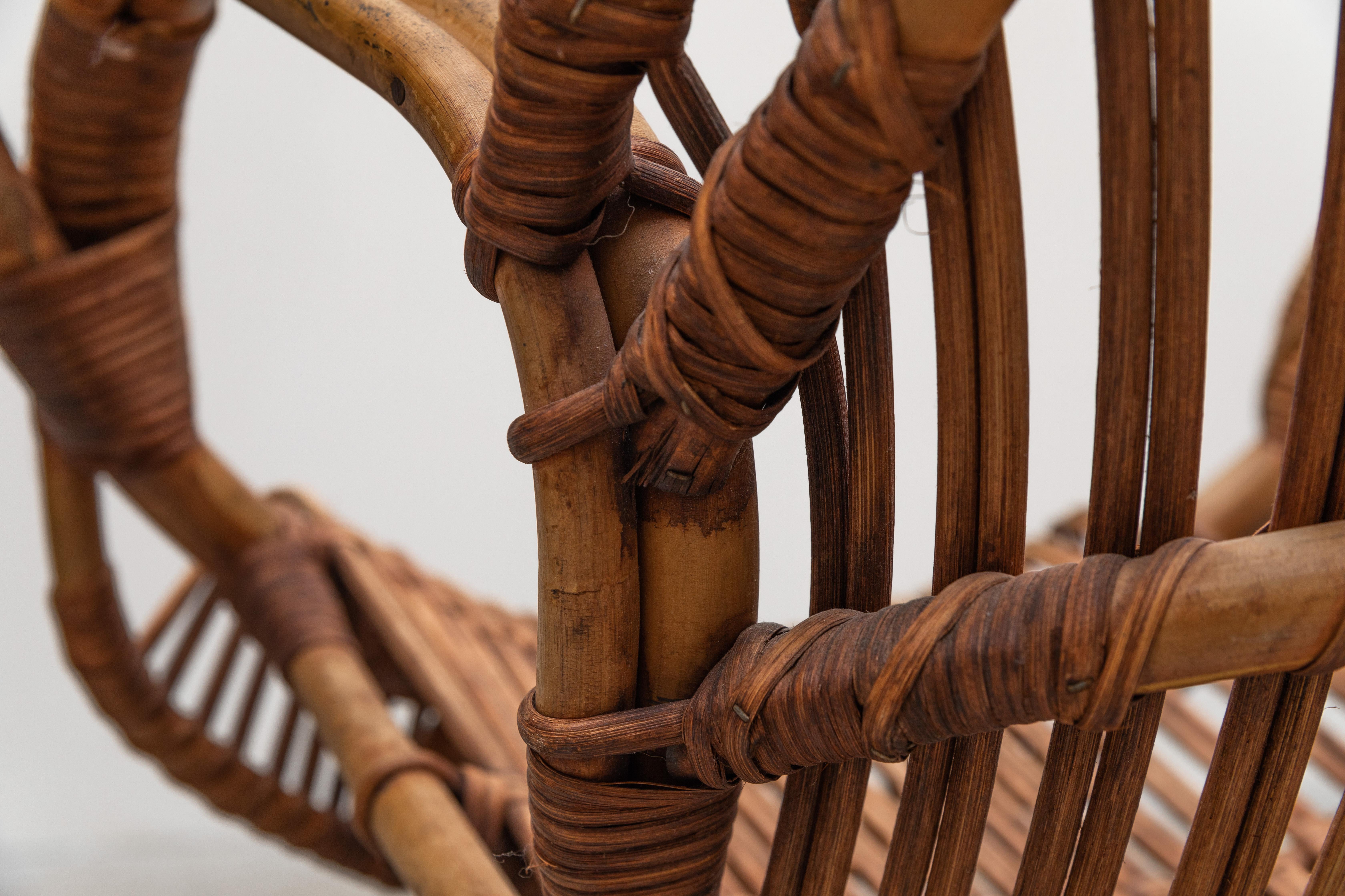 Metal Rohé Noordwolde 'attr' Rattan Hanging Basket Chair