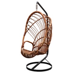 Retro Rohé Noordwolde 'attr' Rattan Hanging Basket Chair