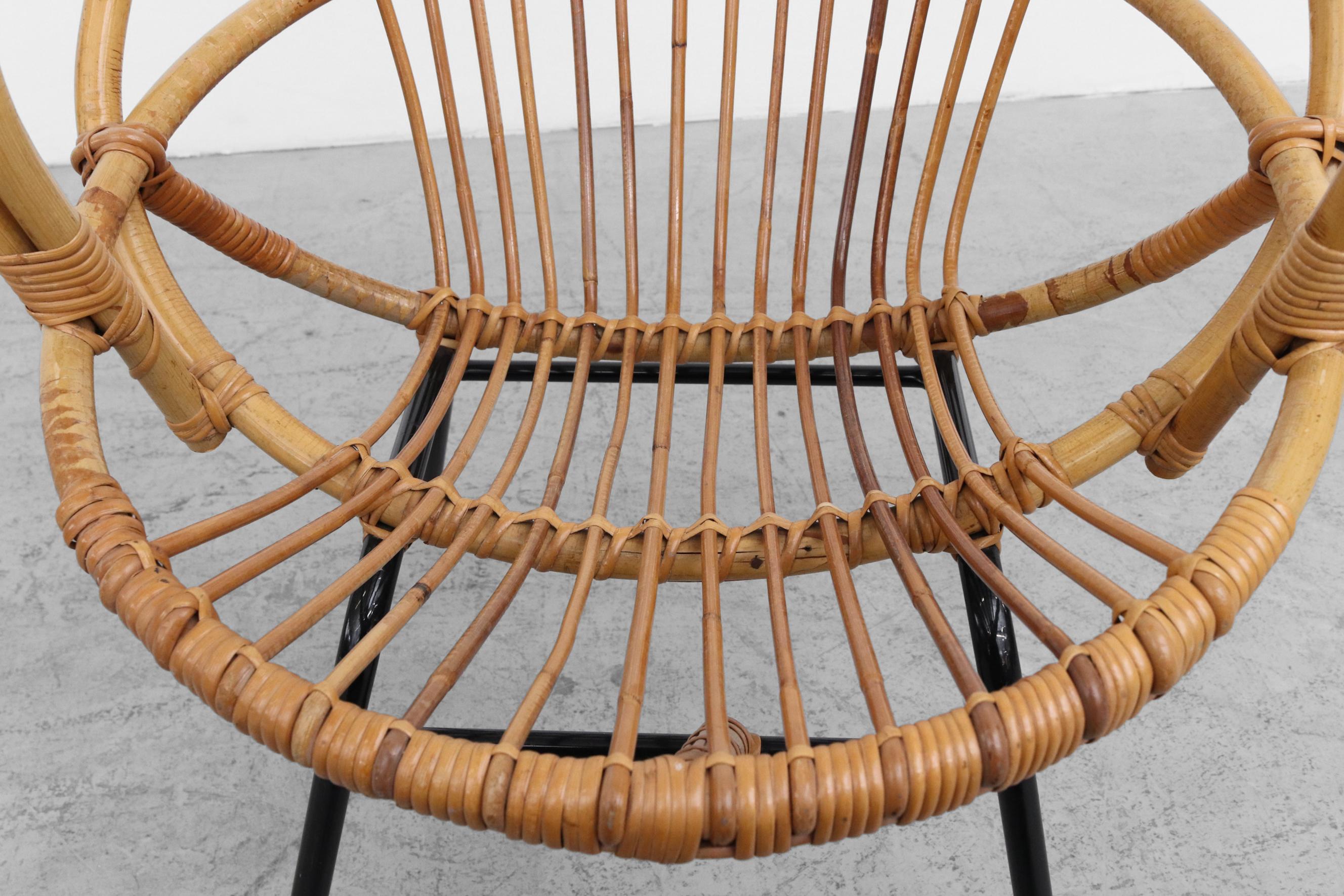 Rohe Noordwolde Bamboo Armchair with Decorative Back and Black Legs For Sale 6