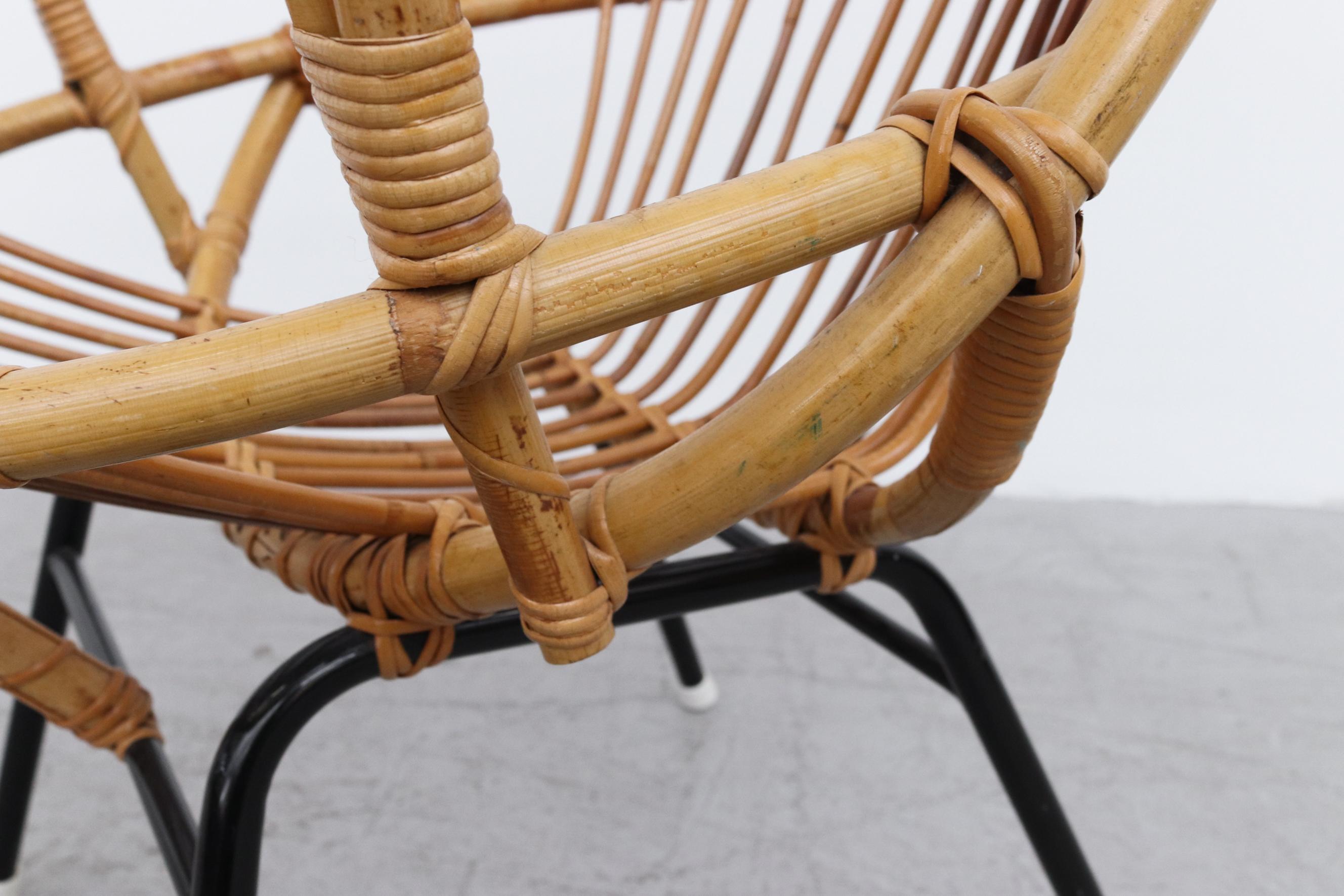 Rohe Noordwolde Bamboo Armchair with Decorative Back and Black Legs For Sale 7