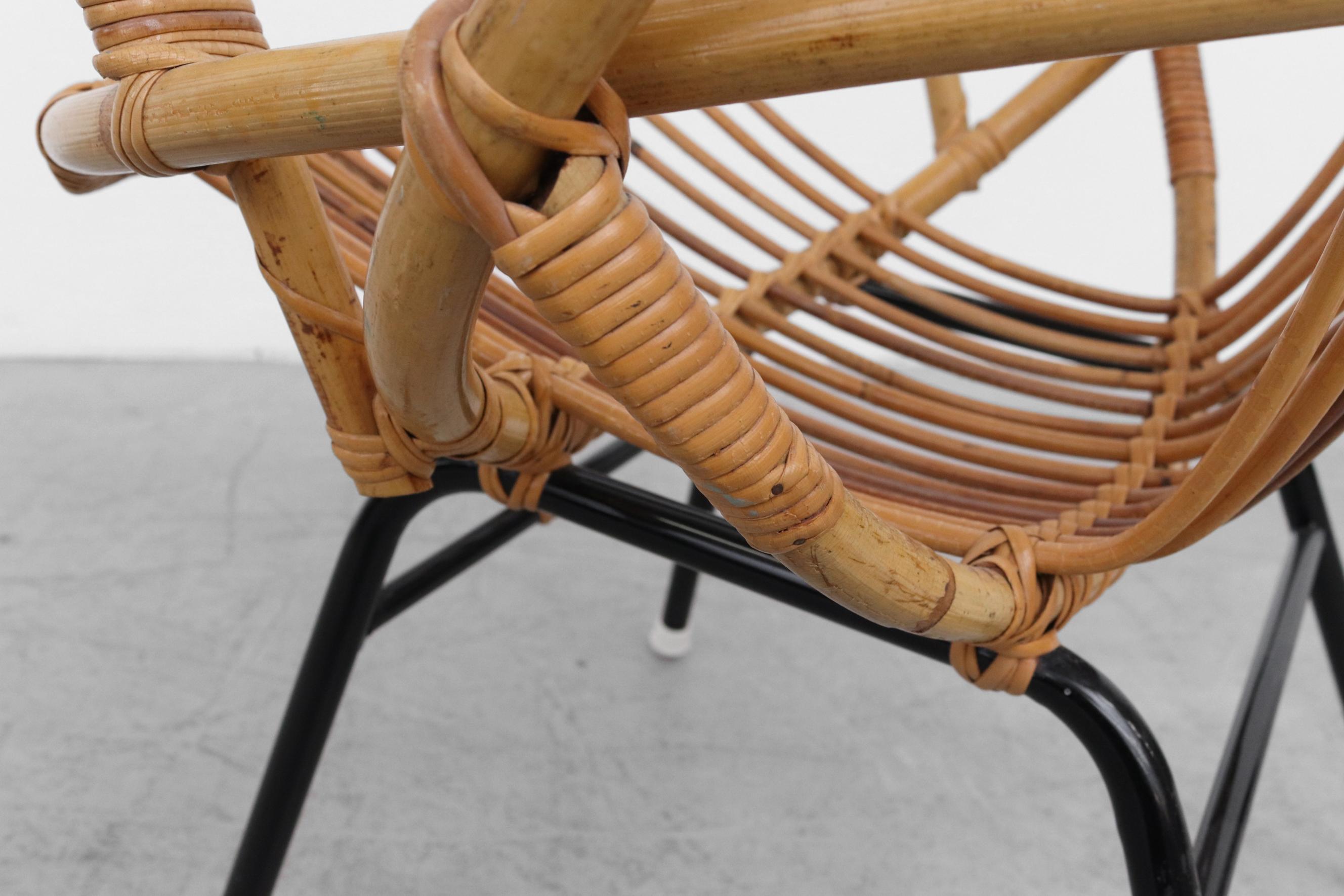 Rohe Noordwolde Bamboo Armchair with Decorative Back and Black Legs For Sale 11